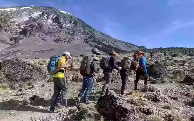 Panoramic view of Kilimanjaro Marangu route with Eastern Sun Safari and Tours leading to Uhuru Peak.